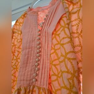 ASA Fashions Eyelet Dress Size XS in Orange/Pink Long Sleeves